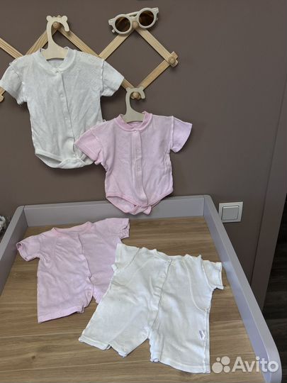 Комлект песочников боди на новорожденную 56-62