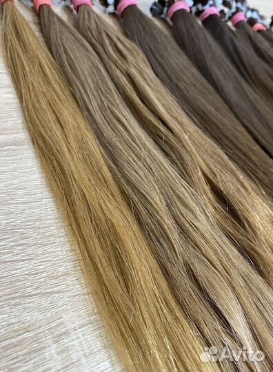Славянские волосы на mini капсулах, блонд