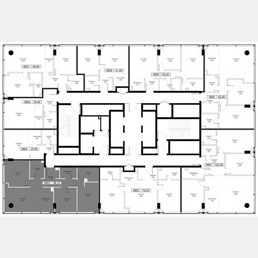 3-к. квартира, 88,1 м², 27/36 эт.