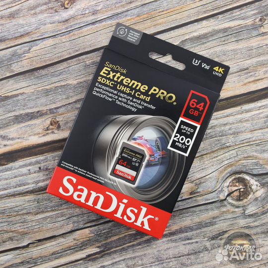 Карта памяти SanDisk sdxc 64GB Extreme Pro U3 4K V