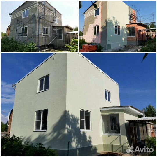 Фасад:утепление,короед,камешковая,мазайка