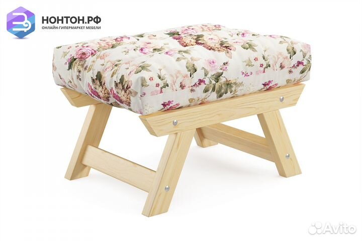 Пуф Амбер бежевый с цветами