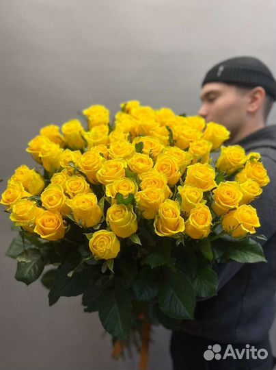 Лимонные розы. Букет из Жёлтых роз