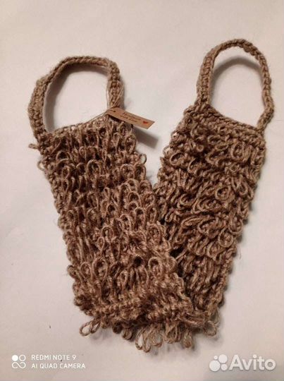 Вязаные мочалки из джута