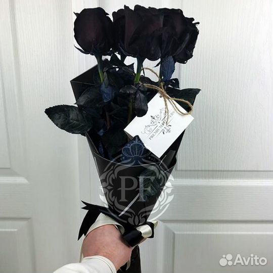 Черные розы 5шт