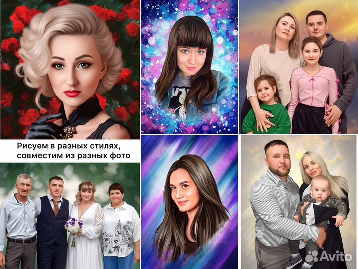 Портрет по фото на холсте