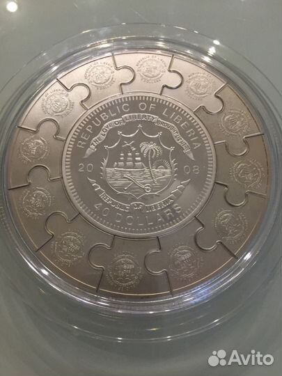 Либерия 100 долларов 2008 Апостол Павел серебро кг