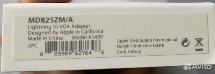 Кабель Apple MD825ZM/A Lightning to VGA адаптер