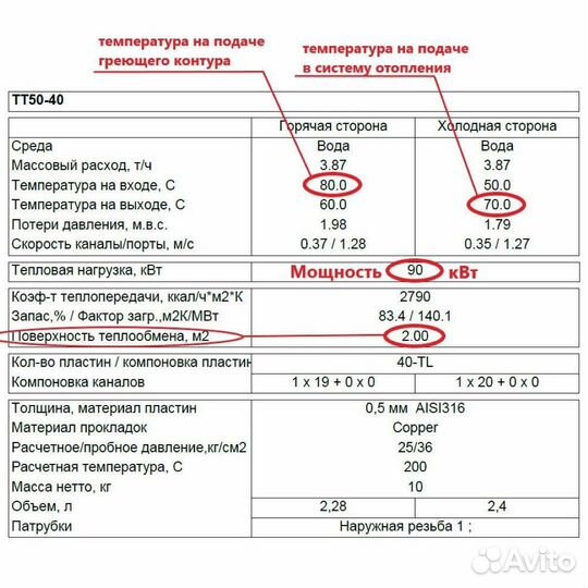 Теплообменник тт50-40 для отопления 900м2 90кВт