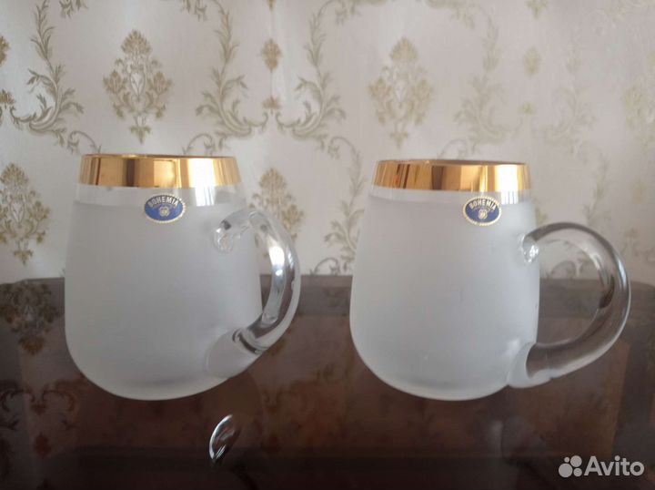 Кружки, новые, 2 шт. Чехия. Богемское стекло