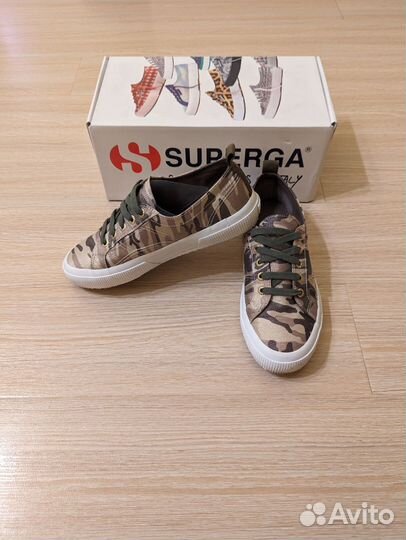 Кеды Superga Lamecamow Sneakers in Gold Camouflage