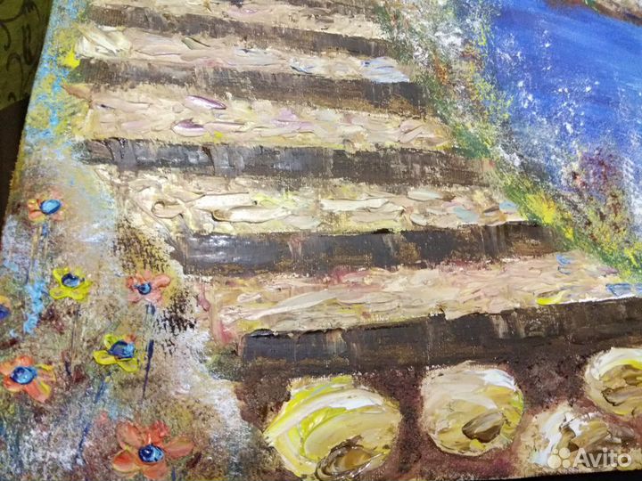 Большая картина маслом на холсте на подрамнике