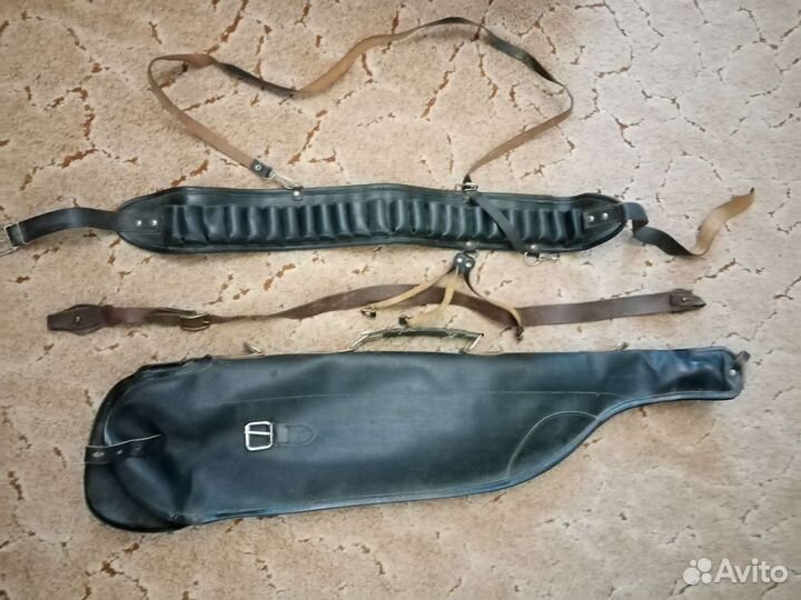 Кожаный чехол для ружья и патронташ СССР