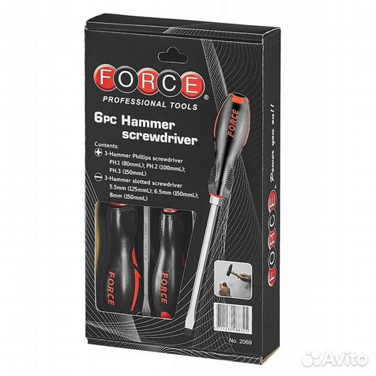 Набор ударных отверток (6пр) force 2069