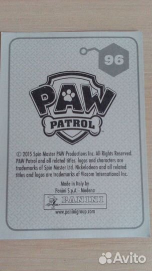 Щенячий патруль наклейка Panini