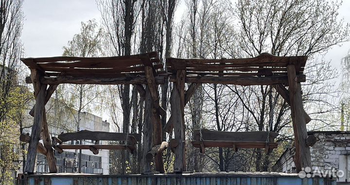 Качели садовые, качели из дуба