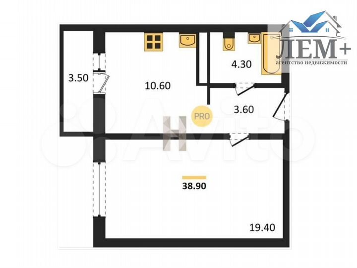 1-к. квартира, 39 м², 9/9 эт.