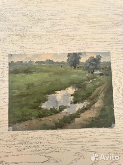 Масло на картоне старинные картины 1960г