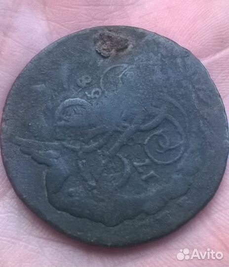 2 копейки 1778 перечекан с крест. пятака
