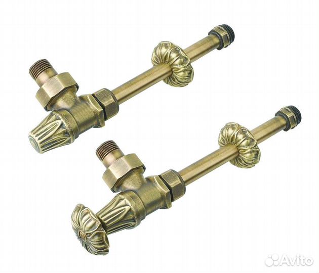 Комплект из 2 угловых кранов с трубками 1/2 бронза