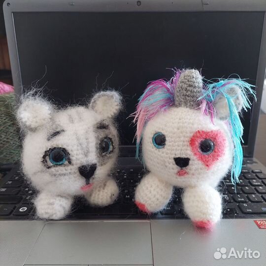 Котёнок и котёнок единорожка, мягкие игрушки