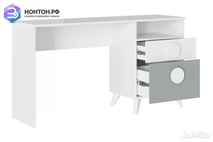 Письменный стол Кубо белый / грин грей софт