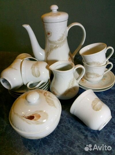 Антикварный кофейный сервиз Colditz Inglasur, ГДР