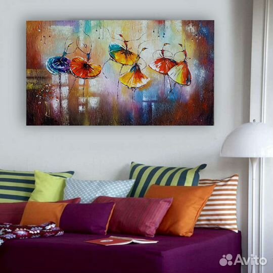 Картина холст масло 100*60 интерьерная балерины