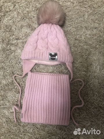 Комплект шапка+снут, на девочку 48/50
