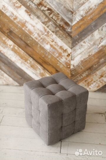 Пуф Лотос Серый Велюр