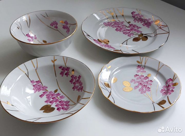 Набор столовой посуды Дулево, СССР, 4 шт