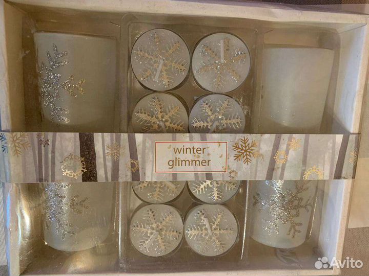 Набор праздничный 6свечей и 4 стаканчика