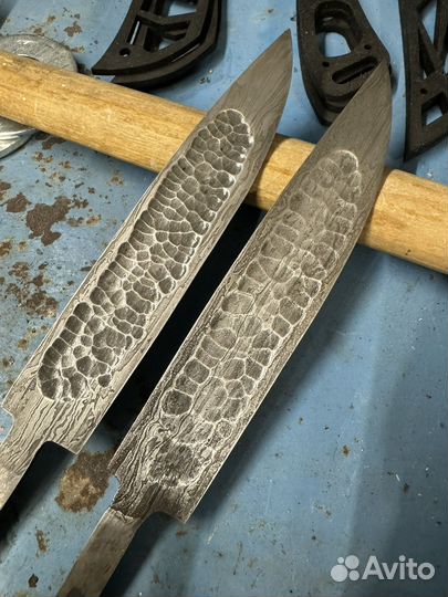 Клинок якутского типа, дамаск, прямой