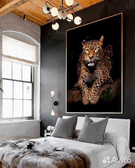 Большая картина маслом леопард