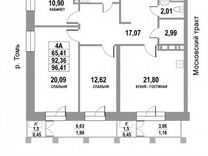 4-к. квартира, 96,4 м², 18/22 эт.