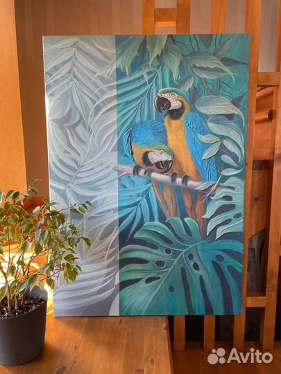 Картина Попугаи 70*100 ручная работа