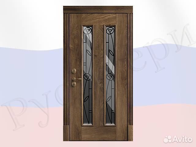 Уличная металлическая входная дверь со стеклом