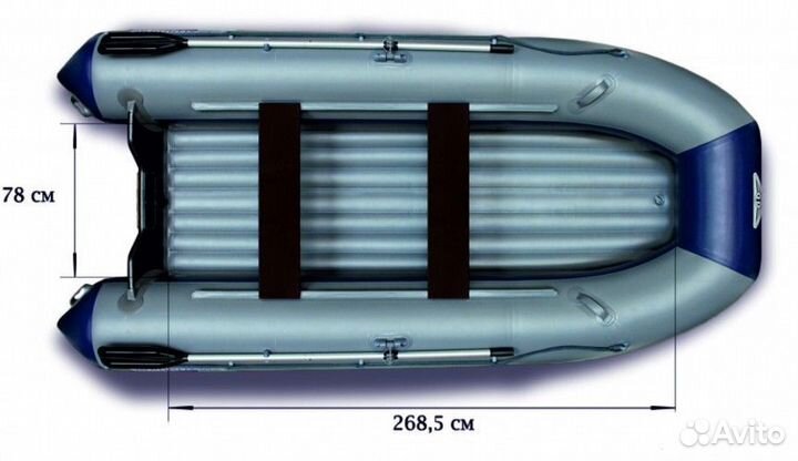 Лодка «флагман - 380» синий/серый