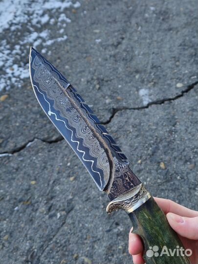 Кизлярский нож из дамасской стали - Волк