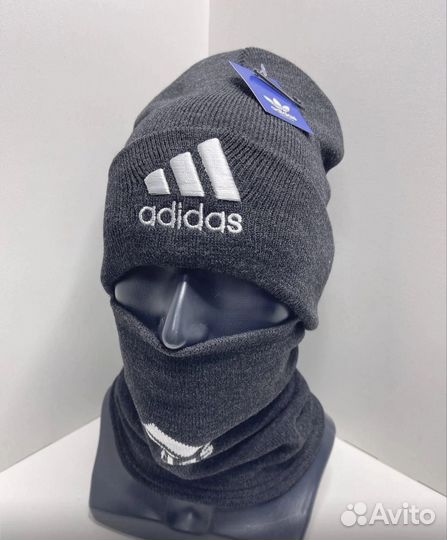 Шапка + снуд (шарф) Adidas осень зима