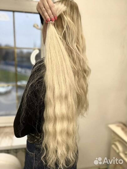 Волосы для наращивания 70 см блонд волна