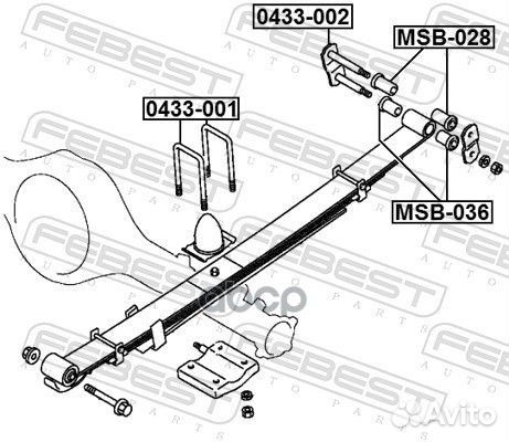 Скоба рессоры mitsubishi L200 05- зад. 0433-001