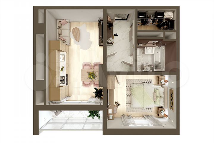 1-к. квартира, 44,3 м², 3/5 эт.