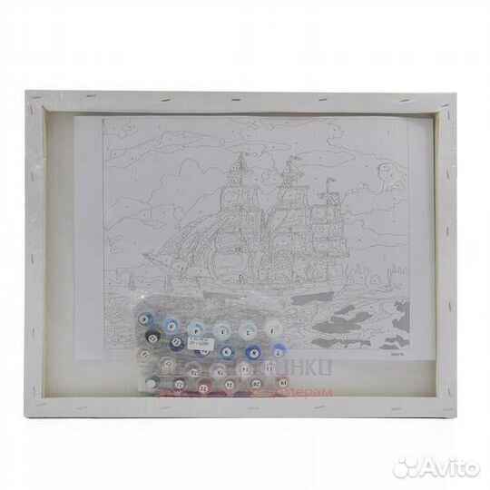 Картина по номерам 40x50 Трёхмачтовый парусник на