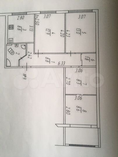 3-к. квартира, 69 м², 3/9 эт.