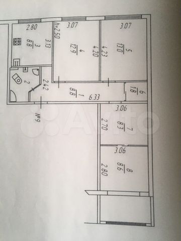 3-к. квартира, 69 м², 3/9 эт.