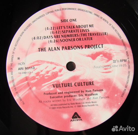 THE alan parsons project - vulture culture / 1984