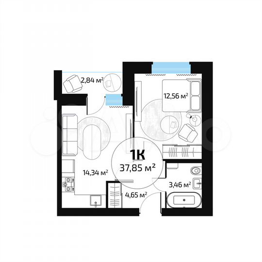 1-к. квартира, 36,4 м², 7/10 эт.