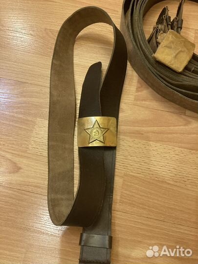 Ремень солдатский, кожаный, СССР, размер 1