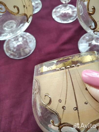 Чешское ст екло,богемия,набор 20 предметов